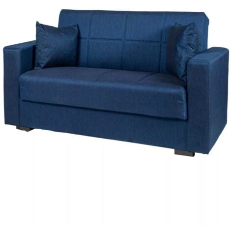 divano letto "nora" 2 posti in tessuto blu, 155x80x87 cm