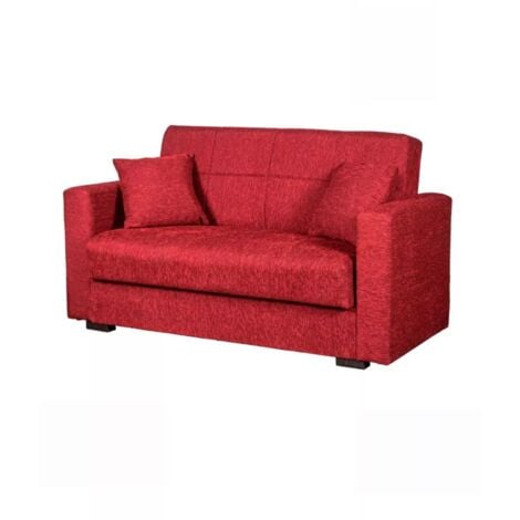 divano letto "nora" 2 posti in tessuto rosso, 155x80x87 cm