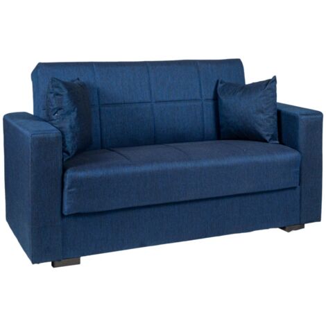 BELLAHOME divano letto "nora" 2 posti tessuto blu, 155x80x87 cm