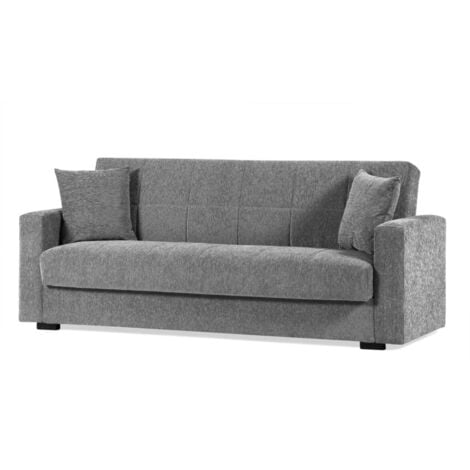 Divano letto due posti 181 x 80 cm grigio Aosta