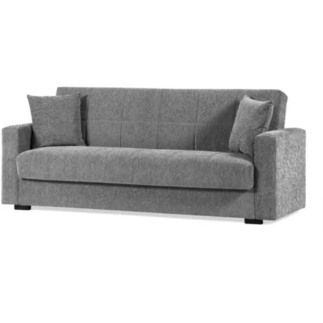 BELLAHOME divano letto "nora" 3 posti in tessuto grigio 212x80x87 cm