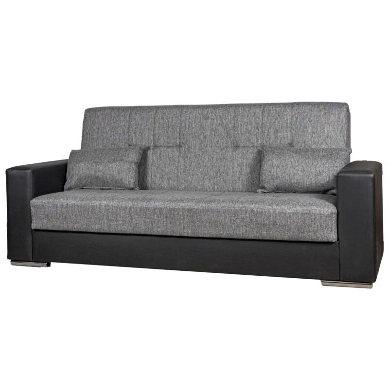 Bellahome Divano Letto 'padova' 3 Posti Nero E Grigio, 230x93x97 Cm