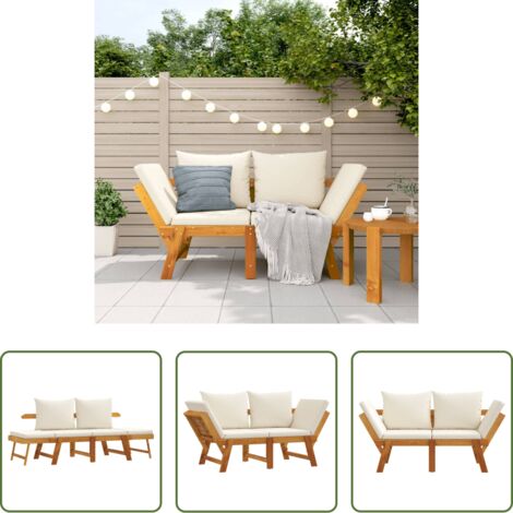 Divano letto - Panca da Giardino con Cuscini 2-in-1 in Legno di Acacia