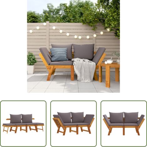 Divano letto - Panca da Giardino con Cuscini 2-in-1 in Legno di Acacia