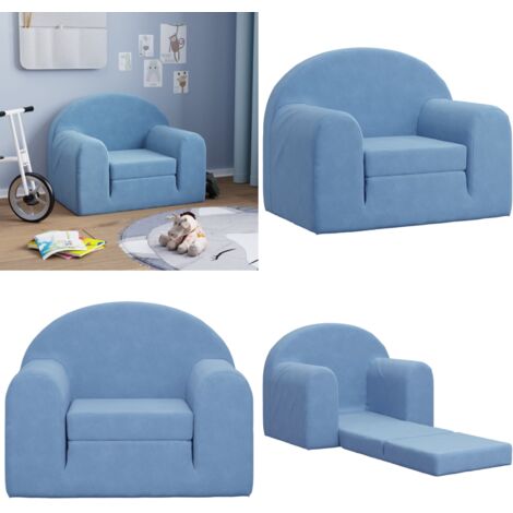 Divano Letto per Bambini Blu in Morbido Peluche - Divano per bambini - Poltrona per bambini