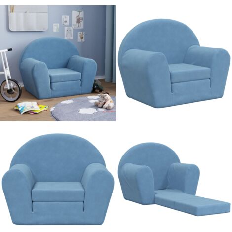 Divano Letto per Bambini Blu in Morbido Peluche - Divano per bambini - Poltrona per bambini