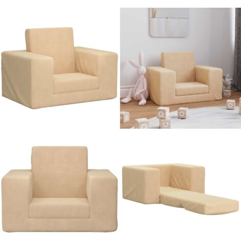 Divano Letto per Bambini Crema in Morbido Peluche - Letto per bambini - Divano morbido