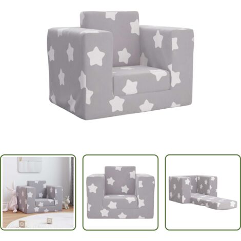 Divano letto per bambini -  Divano Letto Bambini Grigio Chiaro con Stelle Morbido Peluche