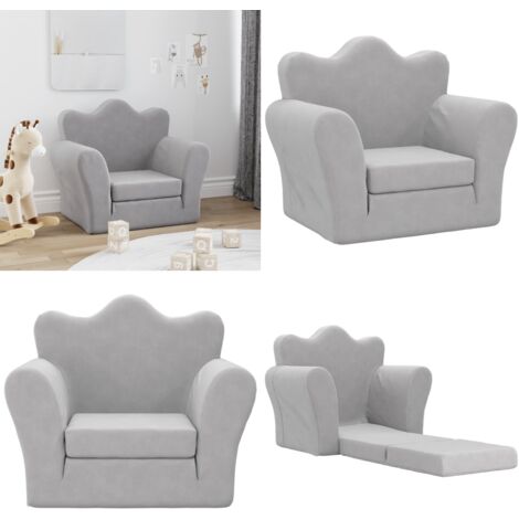 Divano Letto per Bambini Grigio Chiaro in Morbido Peluche - Letto per bambini - Poltrona per bambini