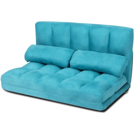 Divano letto pieghevole in 6 posizioni e rivestimento delicato sulla pelle, Divano da terra regolabile Blu