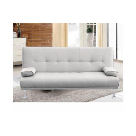Divano letto reclinabile 3 posti ecopelle bianco doppio cuscino Sicorage Kidren