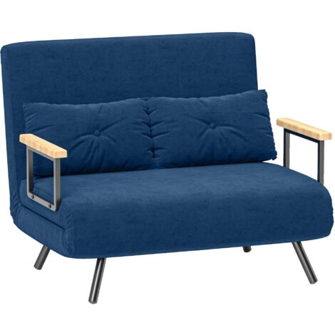 Divano Letto Schienale Regolabile 102x73x81 cm in Velluto Blu