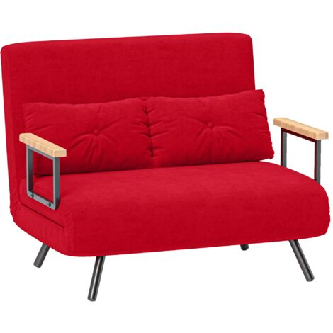 Divano Letto Schienale Regolabile 102x73x81 cm in Velluto Rosso