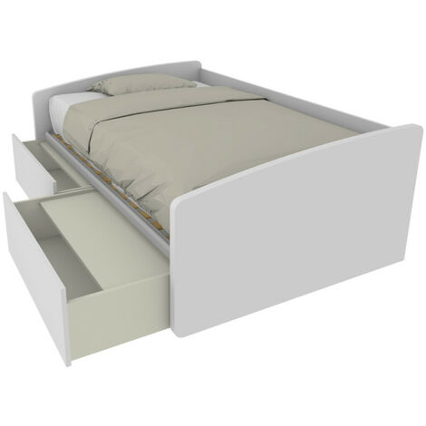 Divano letto singolo 120x190 con cassetti - Ideale per camerette - Bianco