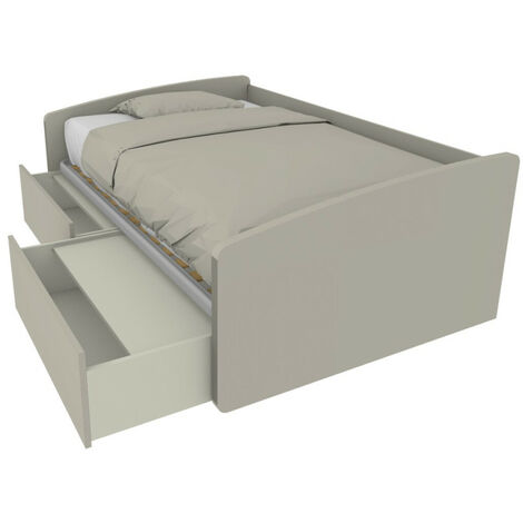 Divano letto singolo 120x190 con cassetti - Ideale per camerette - Ecru cappuccino