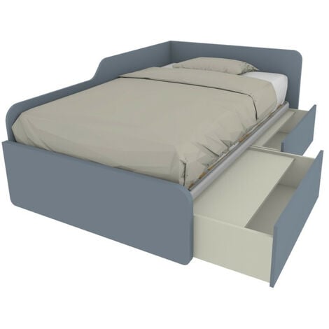 Divano letto singolo 120x190 con cassettoni - Ideale per camerette - Avio/Marina