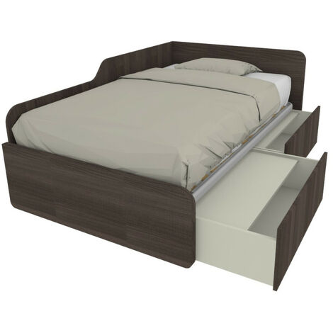 Divano letto singolo 120x190 con cassettoni - Ideale per camerette - Olmo jerez scuro