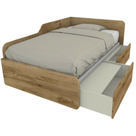 Divano letto singolo 120x190 con cassettoni - Ideale per camerette - Quercia