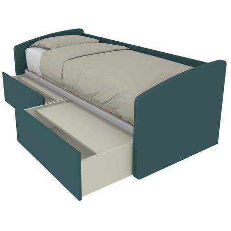 Divano letto singolo con cassettoni: il tuo 3-in-1 salvaspazio - Verde Petrolio