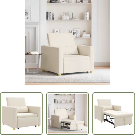 Divano letto singolo -  Divano letto estraibile singolo Bianco crema 90 x 165 x 87 cm