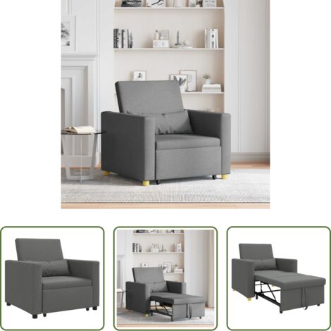 Divano letto singolo - Divano letto estraibile singolo Grigio scuro 90 x 165 x 87 cm