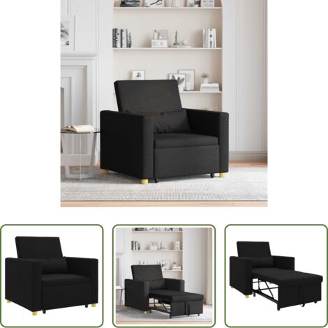 Divano letto singolo -  Divano letto estraibile singolo Nero 90 x 165 x 87 cm Tessuto