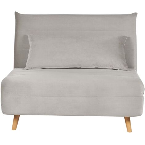 Divano letto singolo in velluto grigio chiaro Setten