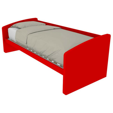 Divano letto singolo italiano con rete a doghe in faggio - 80x190 cm - Rosso