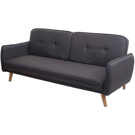 Divano letto sofà reclinabile HHG-468 regolabile tessuto 3 posti antracite