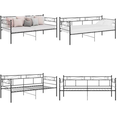 Divano Letto Telaio Nero in Metallo 90x200 cm - Letto occasionale - Divano letto metallico