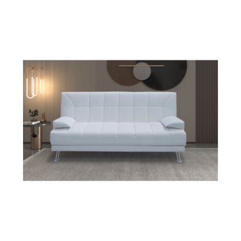Divano letto tre posti, reclinabile, ecopelle bianco Sicorage 187cm Crucy