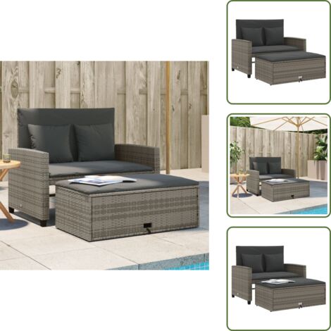 Divano letto - vidaXL Divano da Giardino con Cuscini 2 Posti Grigio in Polyrattan - Cuscini da seduta