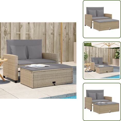 Divano letto - vidaXL Divano da Giardino con Cuscini a 2 Posti Beige in Polyrattan - Cuscini da seduta