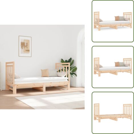 Divano letto - vidaXL Dormeuse Estraibile 2x(90x190) cm Legno Massello di Pino - Letto per ospiti