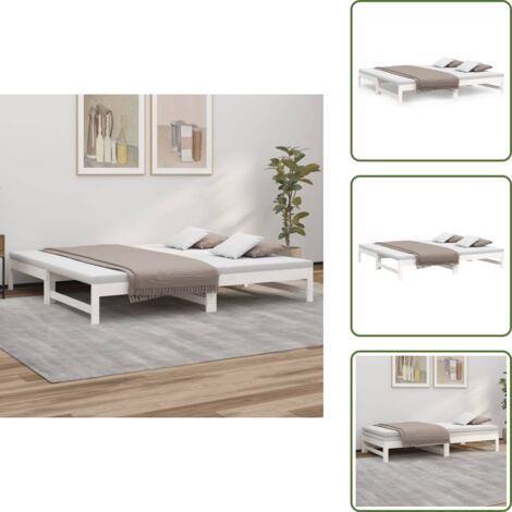 Divano letto - vidaXL Dormeuse Estraibile Bianca 2x(80x200) cm Legno Massello di Pino - Letto per ospiti