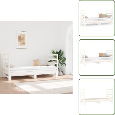 Divano letto - vidaXL Dormeuse Estraibile Bianca 2x(90x190) cm Legno Massello di Pino - Letto per ospiti