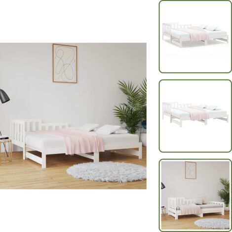 Divano letto - vidaXL Dormeuse Estraibile Bianca 2x(90x190) cm Legno Massello di Pino - Letto per ospiti