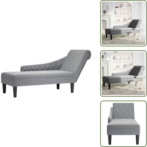 Divano letto - vidaXL Sdraio con Cuscino e Bracciolo Destro in Tessuto Grigio Chiaro - Seduta comoda