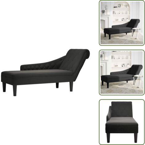 Divano letto - vidaXL Sdraio con Cuscino e Bracciolo Destro in Tessuto Nero - Seduta comoda