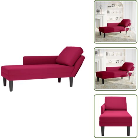 Divano letto - vidaXL Sdraio con Cuscino e Bracciolo Destro in Velluto Rosso Vino - Seduta comoda