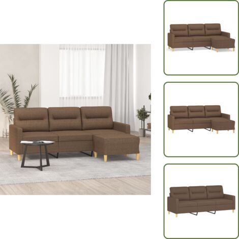 Divano marrone - vidaXL Divano a 3 Posti con Poggiapiedi Marrone 180 cm in Tessuto - Divano in tessuto