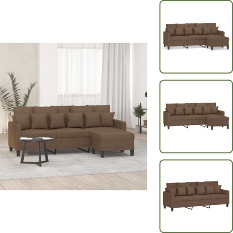 Divano marrone - vidaXL Divano a 3 Posti con Poggiapiedi Marrone 180 cm in Tessuto - Divano in tessuto
