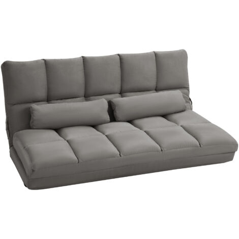 Divano moderno 2 in 1, schienale reclinabile 7 livelli, 130x73x60 cm, grigio antracite