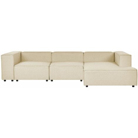 Divano moderno a sinistra a 3 posti in lino modulare Beige Aprica