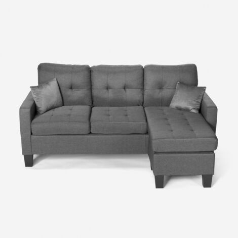 MODUS SOFÀ Divano moderno angolare 3 posti pouf 2 cuscini soggiorno Remissus Colore: Grigio