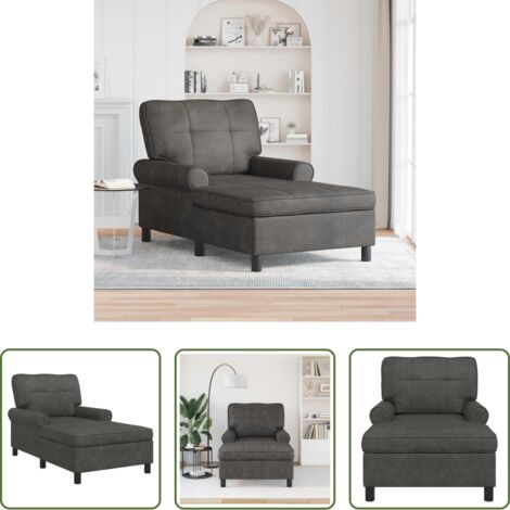 Divano moderno -  Chaise Lounge con cuscino Nero 91 x 157 x 91 cm Pelle Sintetica