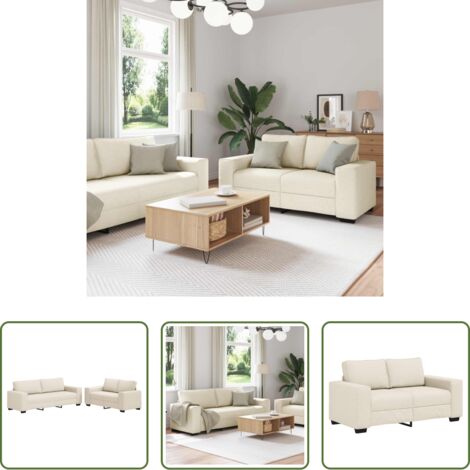 Divano moderno -  Divano 2 pcs Beige 221 x 80 x 82 cm Tessuto misto lino