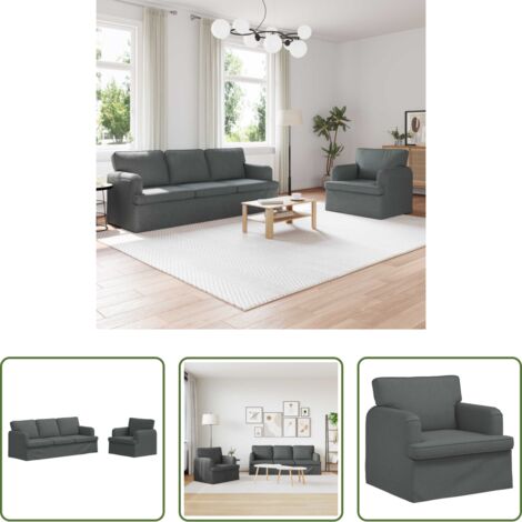 Divano moderno -  Set di divani 2 pcs Grigio scuro 144 x 80 x 85 cm Tessuto