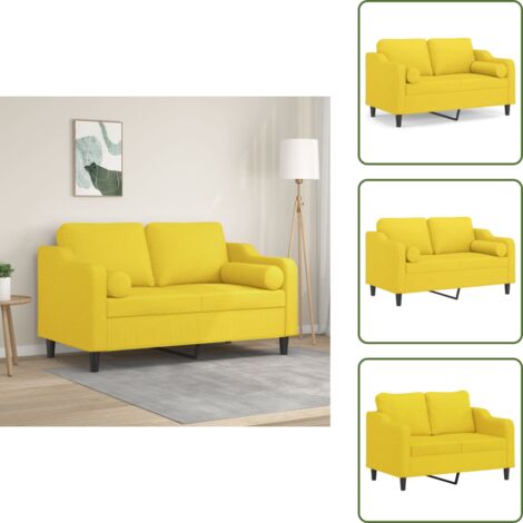 Divano moderno - vidaXL Divano a 2 Posti con Cuscini Giallo Chiaro 120 cm in Tessuto - Divano con cuscini
