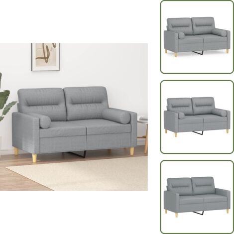 Divano moderno - vidaXL Divano a 2 Posti con Cuscini Grigio Chiaro 120 cm in Tessuto - Tessuto resistente